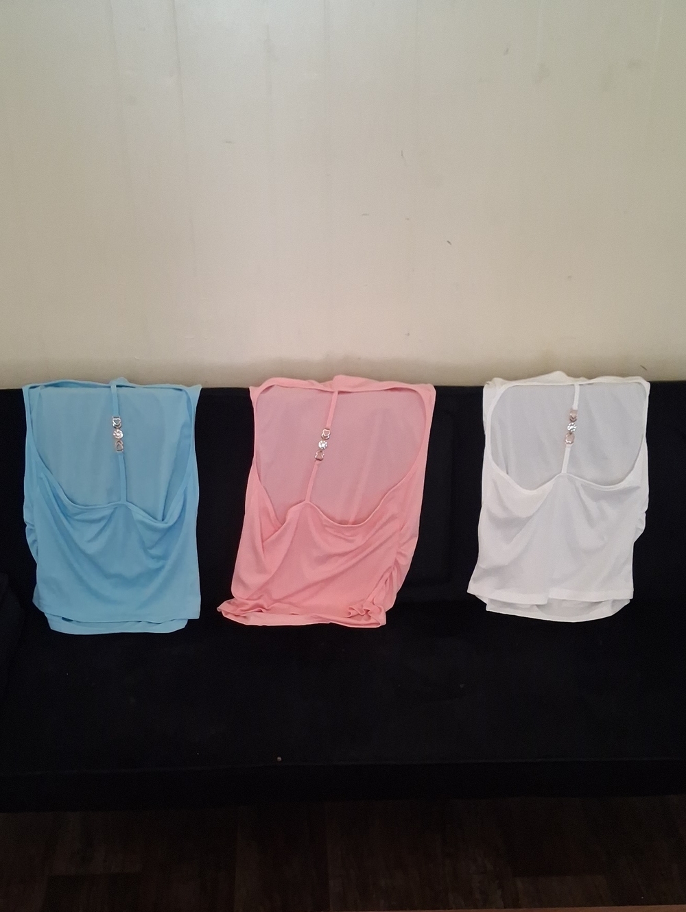 Women’s Triple-Color Draped Camisole — Blue, Pink & White